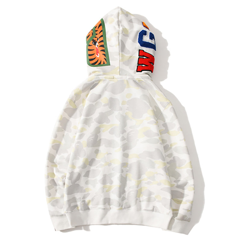 BAPE Glow Camo Shark Wide Full Zip Double Hoodies