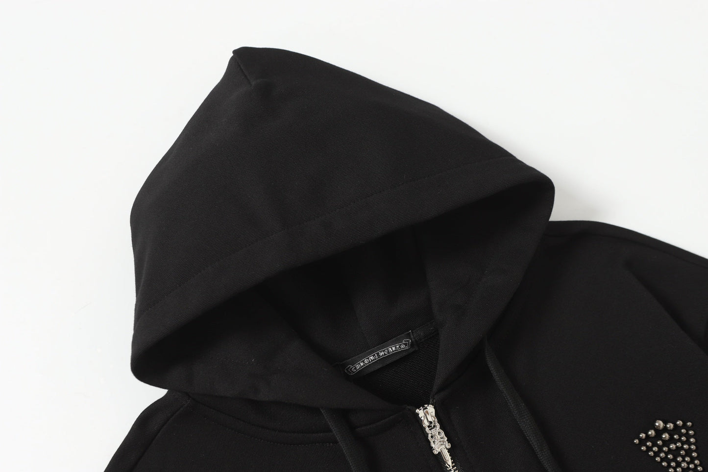 Chrome Hearts Rhinestone Cross Hoodie - Black Gothic Streetwear 2633