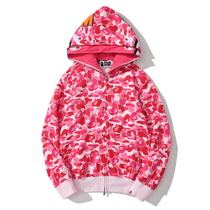 BAPE Double-hat Big ABC Camo Shark Hoodie