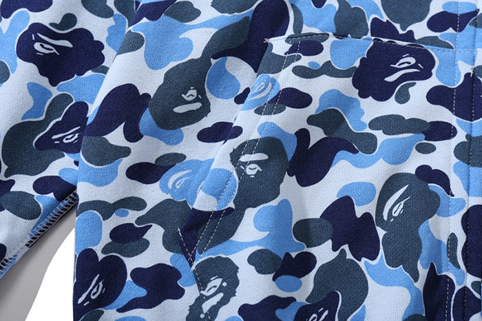 BAPE Double-hat Big ABC Camo Shark Hoodie