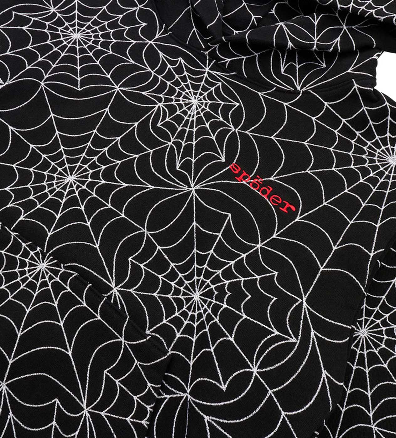 Sp5der Embroidered AOP Hoodie Black