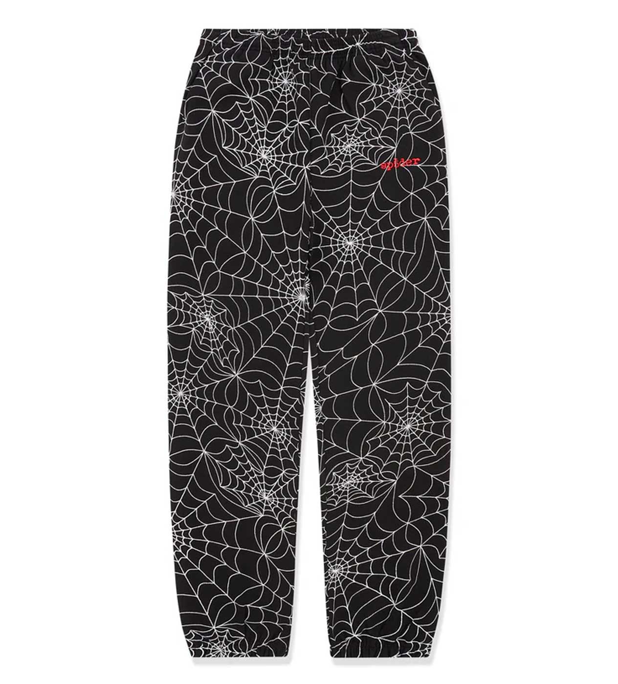 Sp5der Embroidered AOP Sweatpants Black