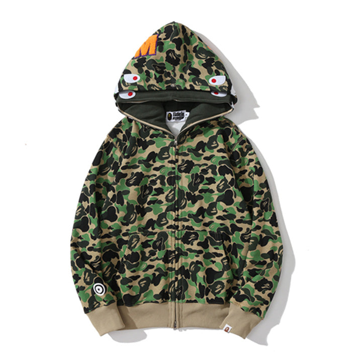 BAPE Double-hat Big ABC Camo Shark Hoodie