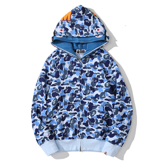 BAPE Double-hat Big ABC Camo Shark Hoodie